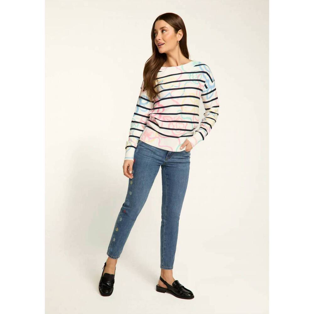 NEW FDJ rosetta print boat-neck printed sweater in multicolor